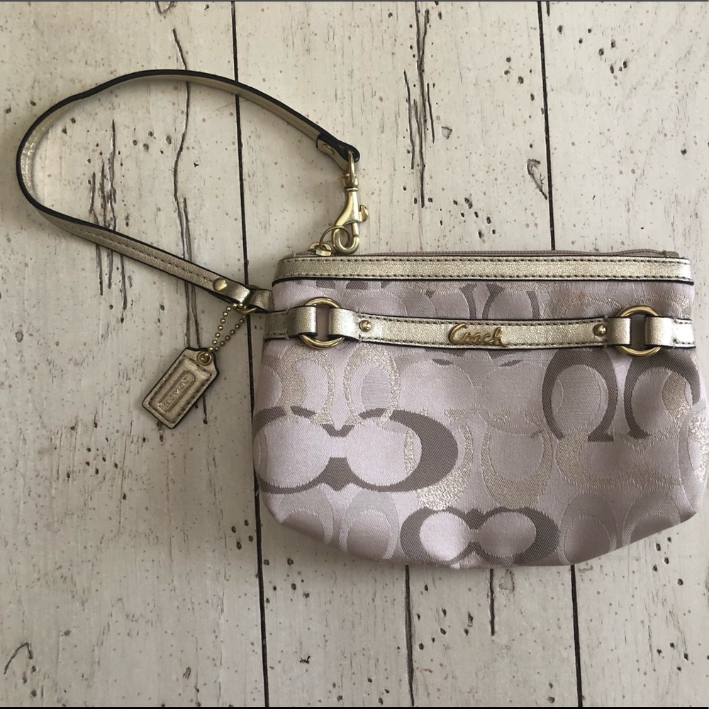 Coach Wristlet Tan and Gold